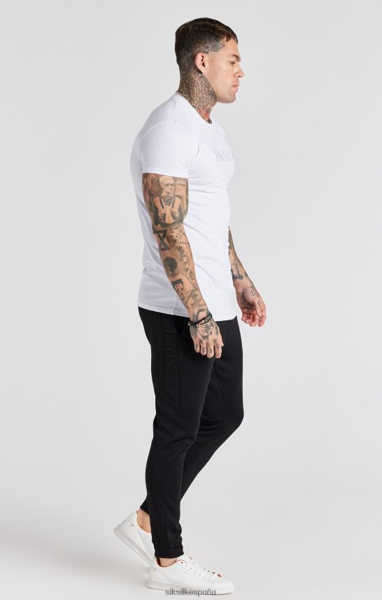 vestir es SikSilk hombres camiseta blanca ajustada con bordado 4NP28R370