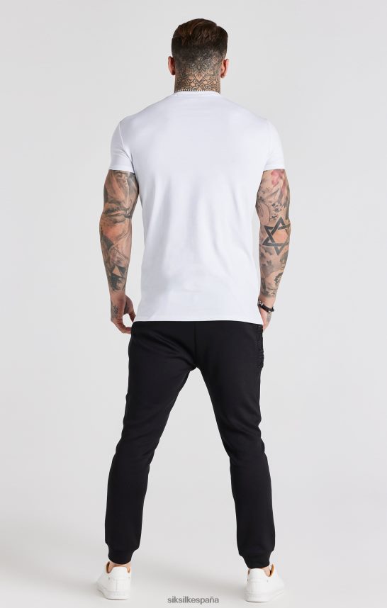 vestir es SikSilk hombres camiseta blanca ajustada con bordado 4NP28R370