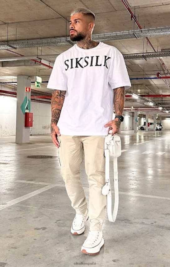 vestir es SikSilk hombres camiseta blanca holgada 4NP28R406