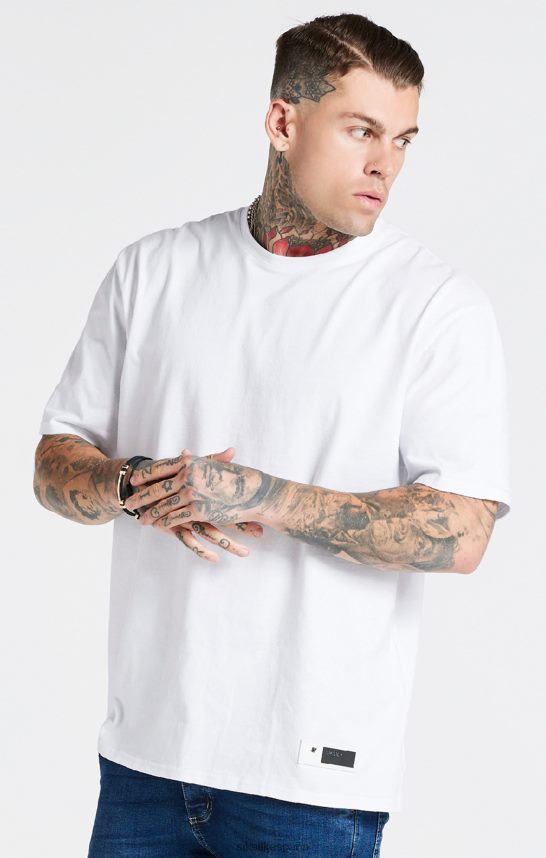 vestir es SikSilk hombres camiseta blanca oversize 4NP28R410