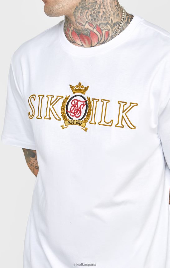 vestir es SikSilk hombres camiseta blanca oversize con escudo 4NP28R376