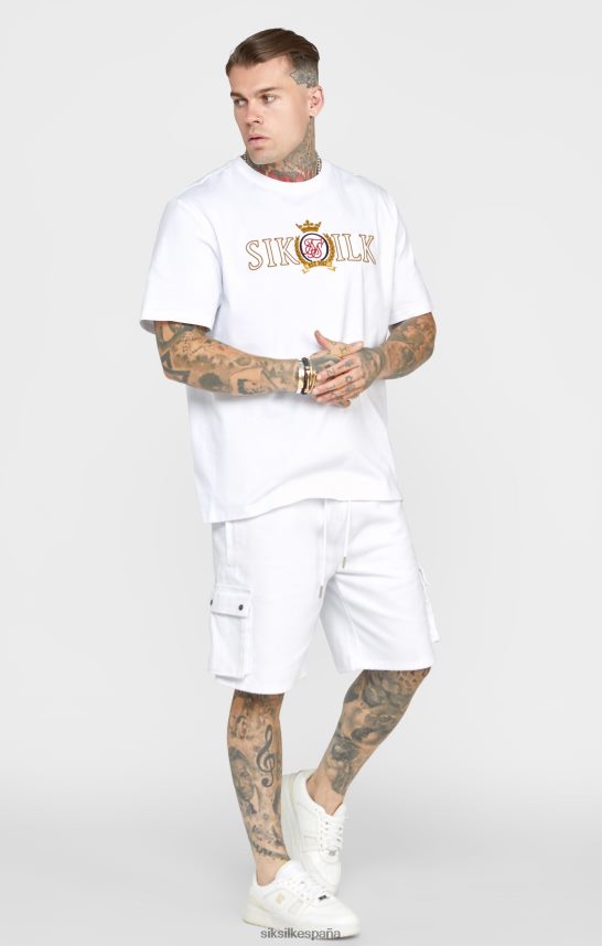 vestir es SikSilk hombres camiseta blanca oversize con escudo 4NP28R376