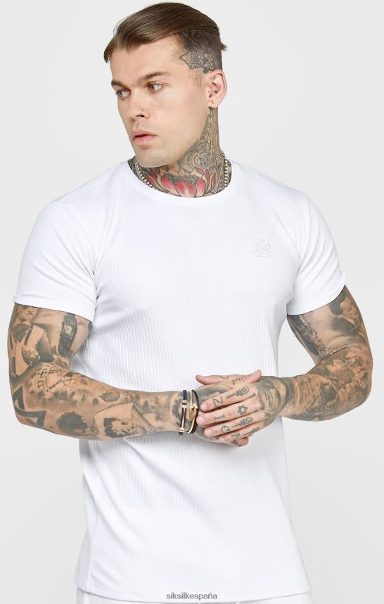 vestir es SikSilk hombres camiseta blanca punto canalé 4NP28R381