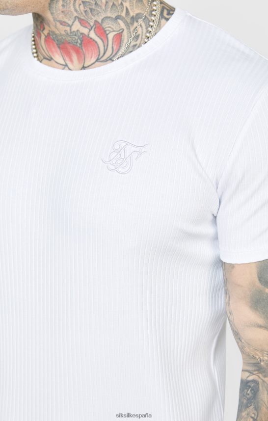 vestir es SikSilk hombres camiseta blanca punto canalé 4NP28R381