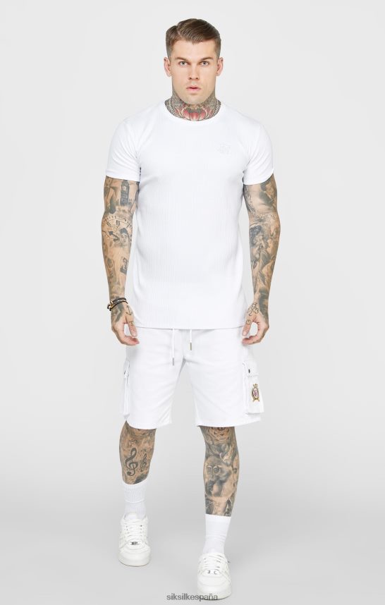vestir es SikSilk hombres camiseta blanca punto canalé 4NP28R381