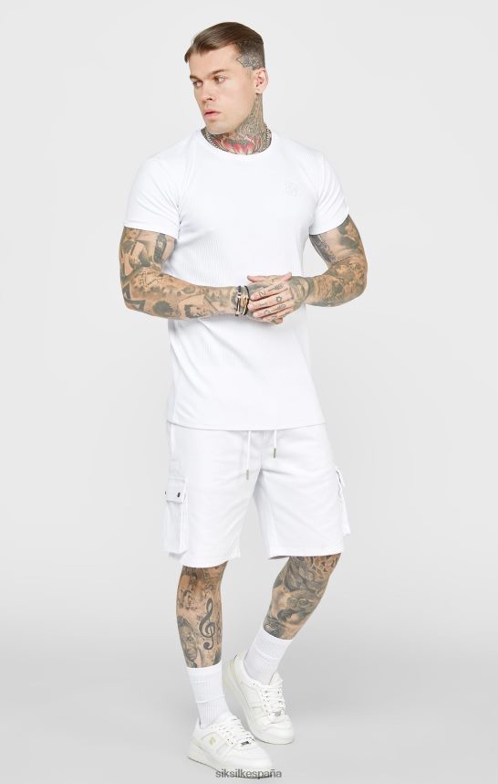 vestir es SikSilk hombres camiseta blanca punto canalé 4NP28R381