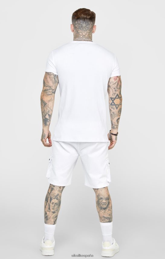 vestir es SikSilk hombres camiseta blanca punto canalé 4NP28R381