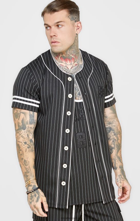 vestir es SikSilk hombres camiseta de beisbol negra 4NP28R390