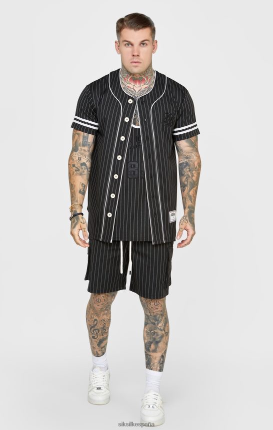 vestir es SikSilk hombres camiseta de beisbol negra 4NP28R390