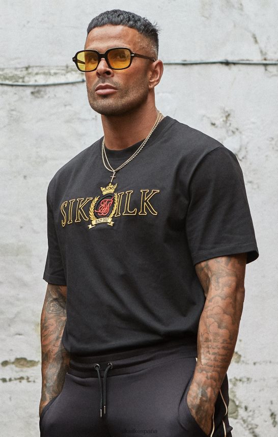 vestir es SikSilk hombres camiseta extragrande con escudo negro 4NP28R373