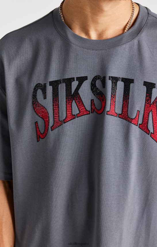 vestir es SikSilk hombres camiseta gris manga corta con strass 4NP28R400
