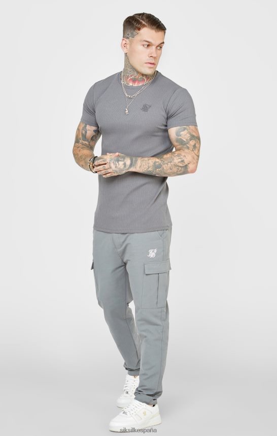 vestir es SikSilk hombres camiseta gris punto canalé 4NP28R374