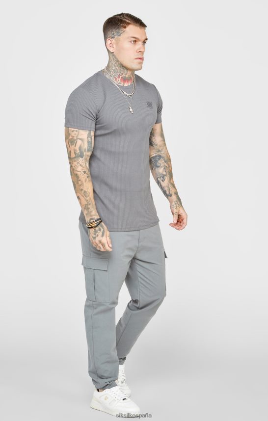 vestir es SikSilk hombres camiseta gris punto canalé 4NP28R374
