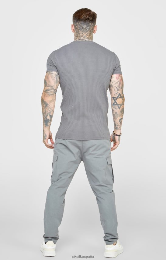 vestir es SikSilk hombres camiseta gris punto canalé 4NP28R374