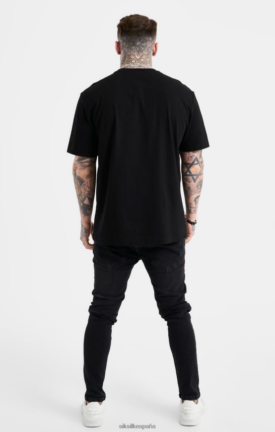 vestir es SikSilk hombres camiseta negra extragrande con logo de strass 4NP28R383