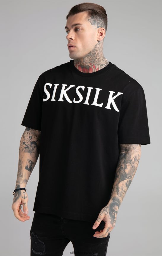 vestir es SikSilk hombres camiseta negra holgada 4NP28R407