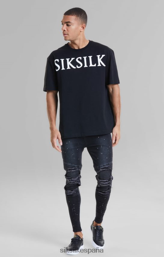 vestir es SikSilk hombres camiseta negra holgada 4NP28R407