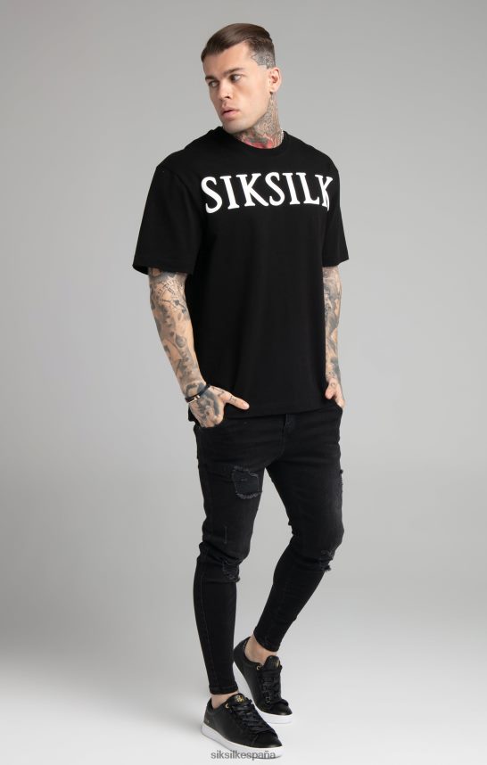 vestir es SikSilk hombres camiseta negra holgada 4NP28R407