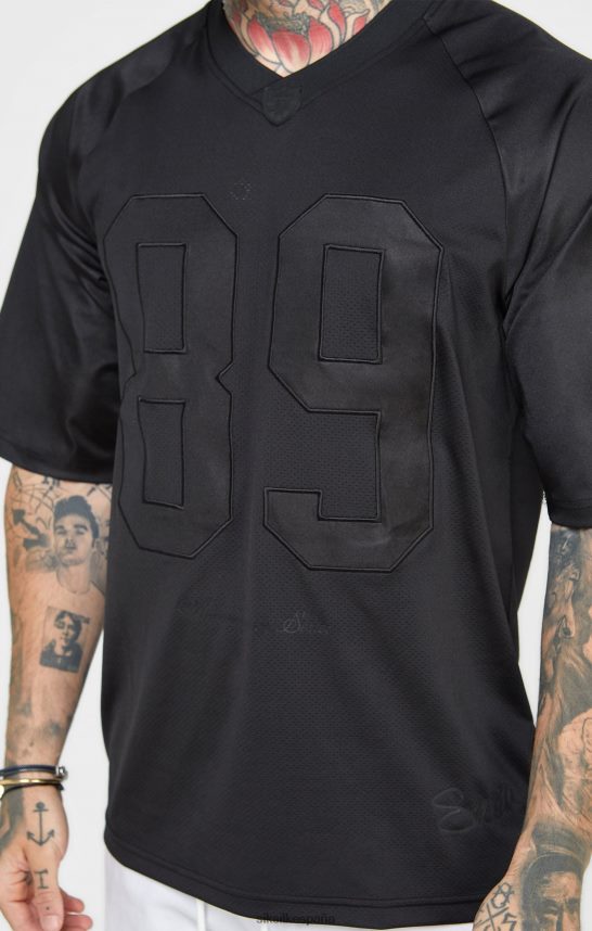 vestir es SikSilk hombres camiseta negra oversize de manga corta 4NP28R402