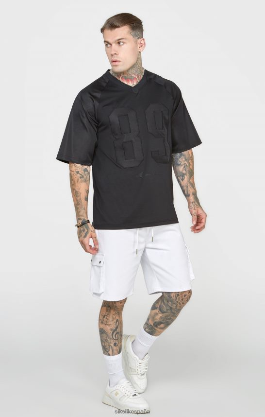 vestir es SikSilk hombres camiseta negra oversize de manga corta 4NP28R402