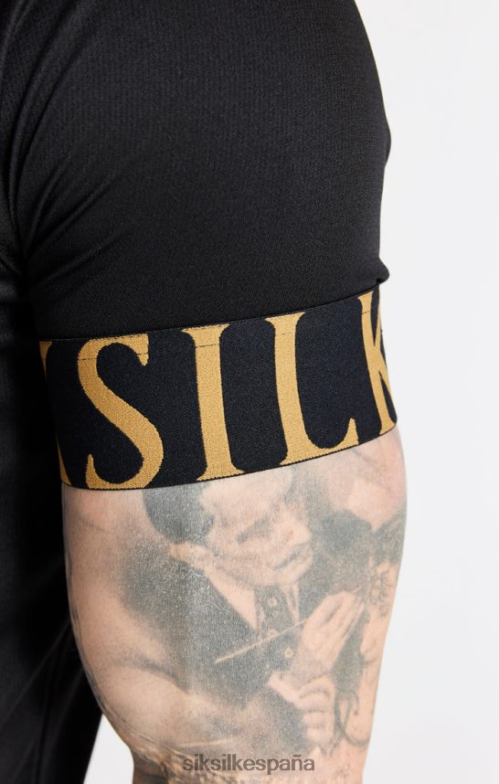 vestir es SikSilk hombres camiseta negra y dorada con puños elásticos 4NP28R368