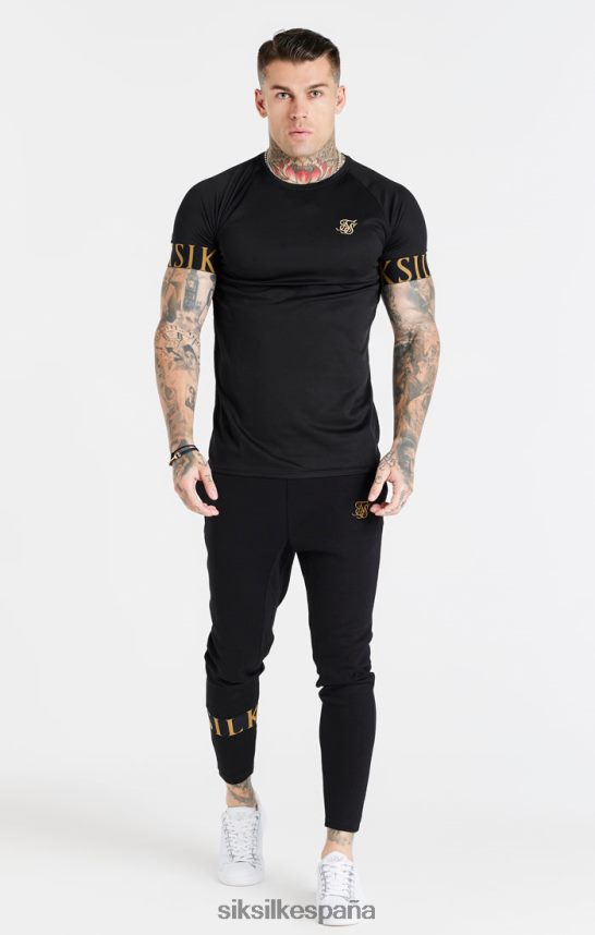 vestir es SikSilk hombres camiseta negra y dorada con puños elásticos 4NP28R368