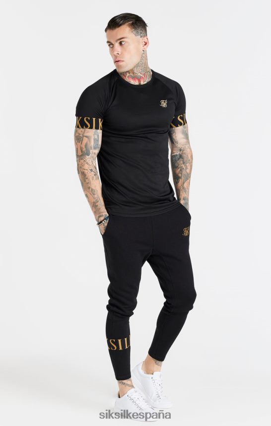 vestir es SikSilk hombres camiseta negra y dorada con puños elásticos 4NP28R368