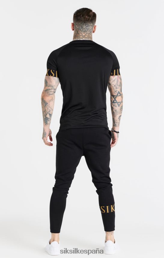 vestir es SikSilk hombres camiseta negra y dorada con puños elásticos 4NP28R368