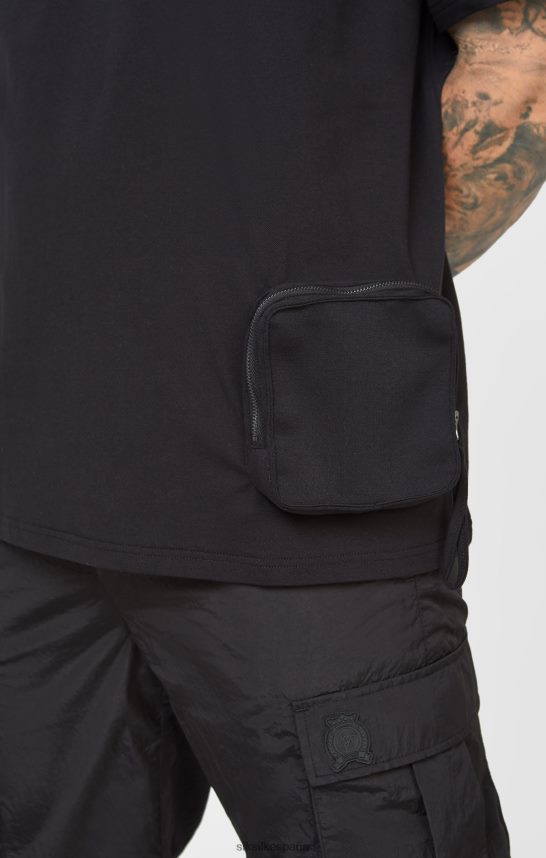 vestir es SikSilk hombres camiseta oversize con bolsillo negro 4NP28R399