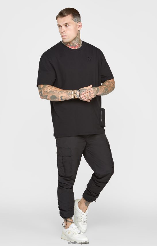 vestir es SikSilk hombres camiseta oversize con bolsillo negro 4NP28R399