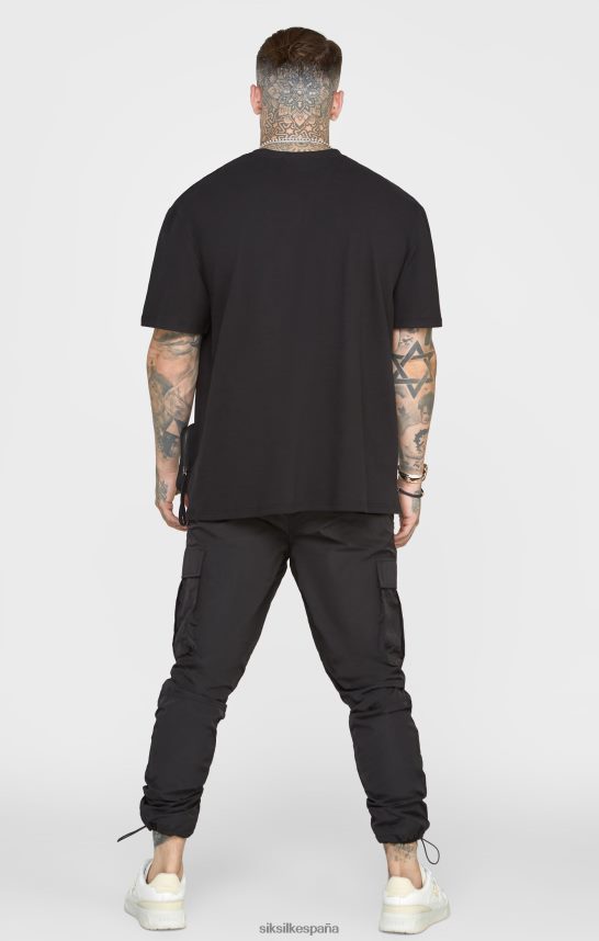 vestir es SikSilk hombres camiseta oversize con bolsillo negro 4NP28R399