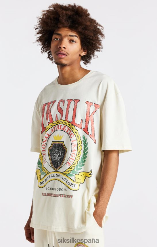 vestir es SikSilk hombres camiseta oversize con estampado universitario crudo 4NP28R409