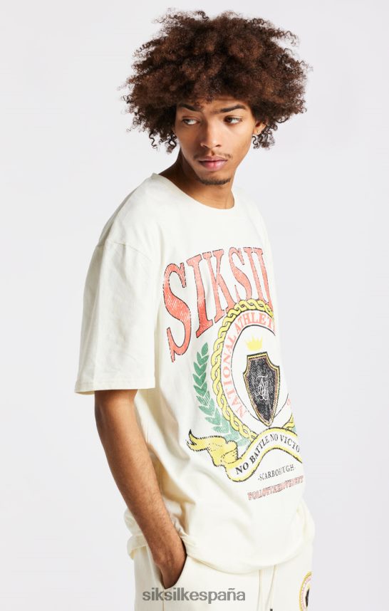 vestir es SikSilk hombres camiseta oversize con estampado universitario crudo 4NP28R409