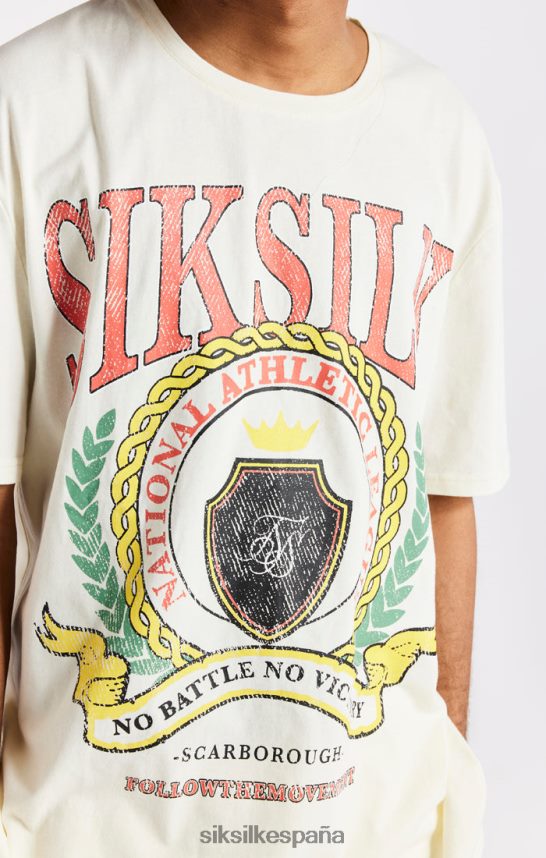 vestir es SikSilk hombres camiseta oversize con estampado universitario crudo 4NP28R409