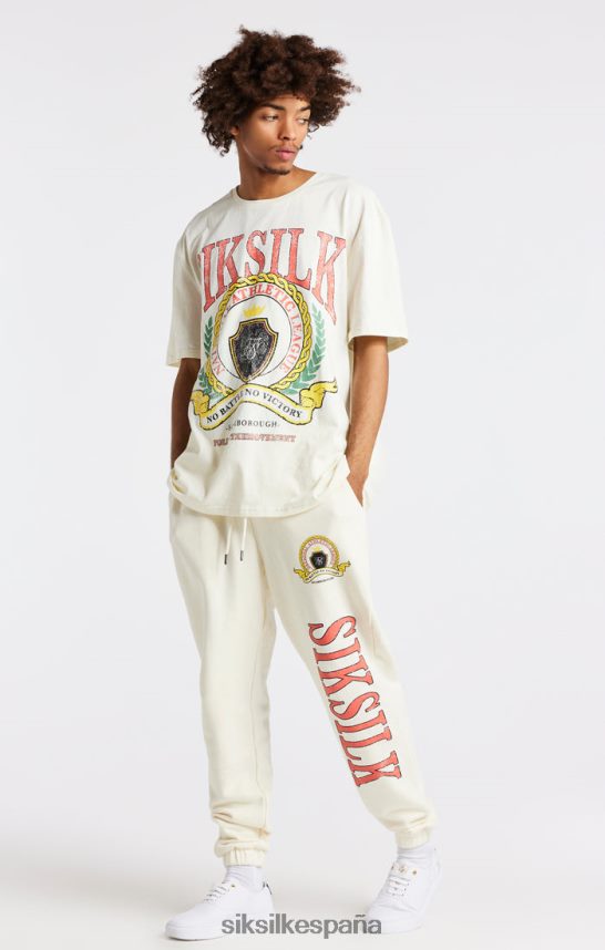 vestir es SikSilk hombres camiseta oversize con estampado universitario crudo 4NP28R409