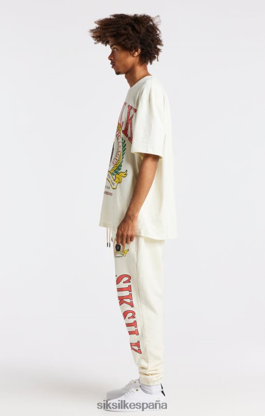 vestir es SikSilk hombres camiseta oversize con estampado universitario crudo 4NP28R409