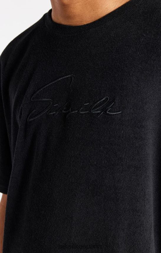 vestir es SikSilk hombres camiseta oversize de toalla negra 4NP28R408