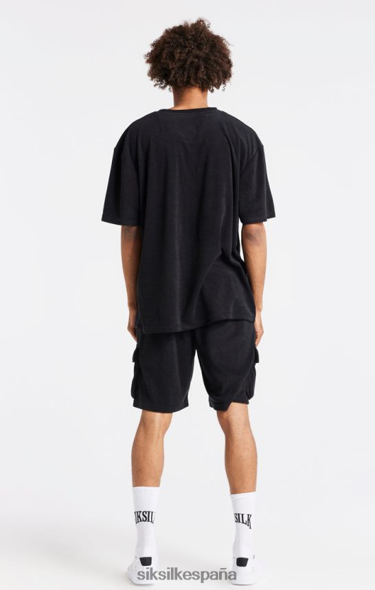 vestir es SikSilk hombres camiseta oversize de toalla negra 4NP28R408