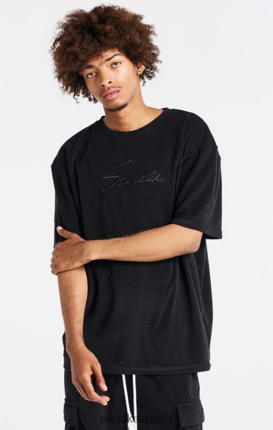vestir es SikSilk hombres camiseta oversize de toalla negra 4NP28R408