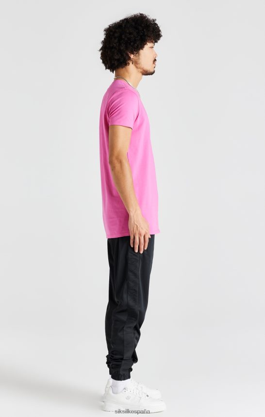vestir es SikSilk hombres camiseta rosa ajustada de manga corta 4NP28R395