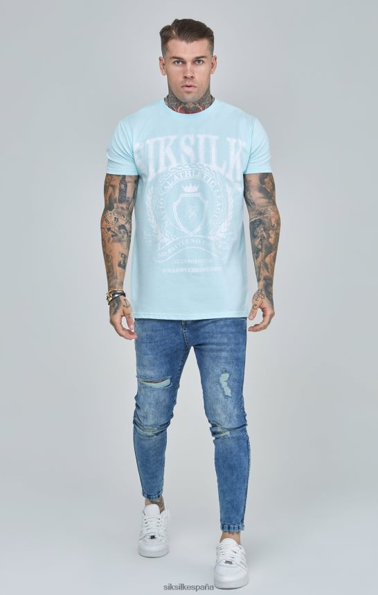 vestir es SikSilk hombres camiseta universitaria azul con corte boxy 4NP28R396
