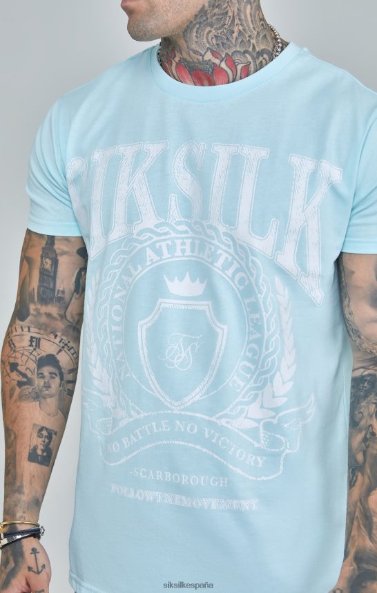 vestir es SikSilk hombres camiseta universitaria azul con corte boxy 4NP28R396