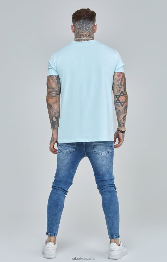 vestir es SikSilk hombres camiseta universitaria azul con corte boxy 4NP28R396