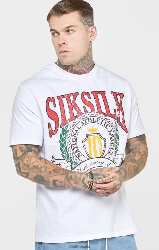 vestir es SikSilk hombres camiseta universitaria blanca extragrande 4NP28R394