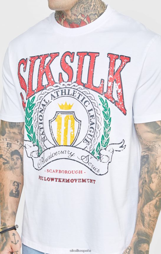 vestir es SikSilk hombres camiseta universitaria blanca extragrande 4NP28R394