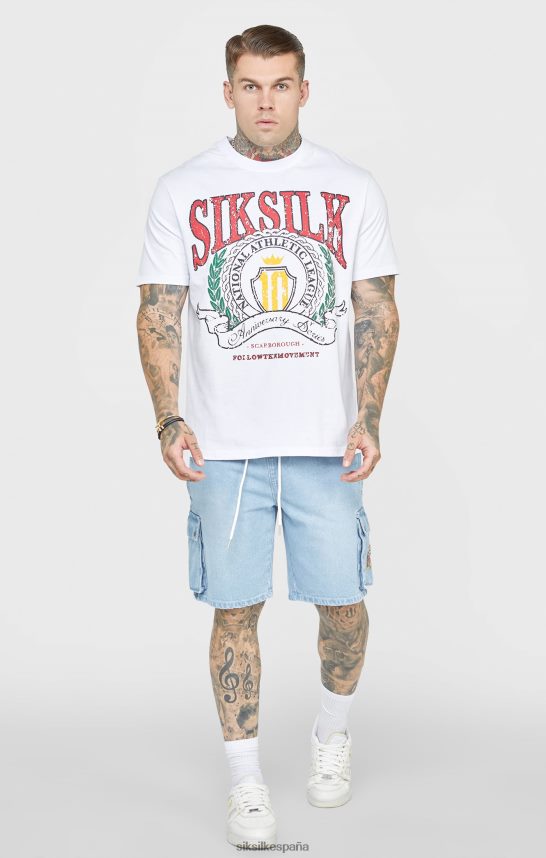 vestir es SikSilk hombres camiseta universitaria blanca extragrande 4NP28R394