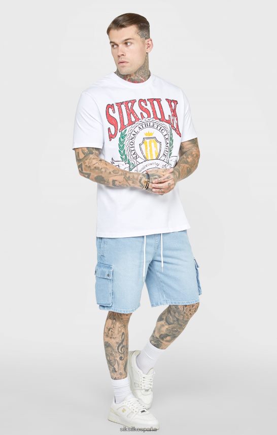 vestir es SikSilk hombres camiseta universitaria blanca extragrande 4NP28R394