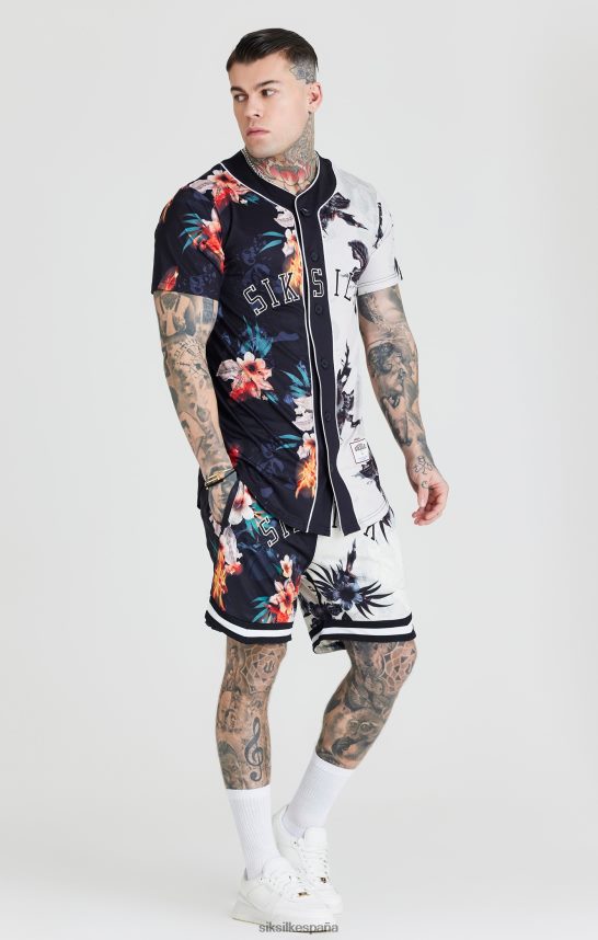 vestir es SikSilk hombres jersey de béisbol con estampado negro y crudo 4NP28R398