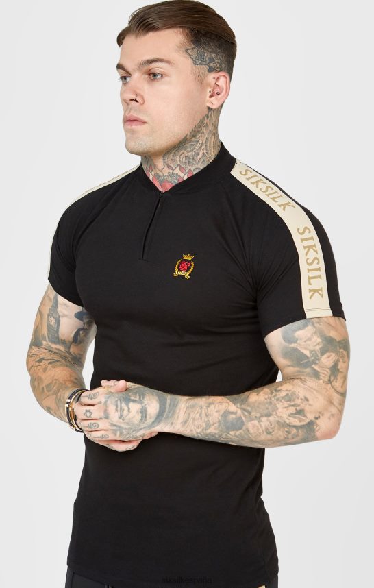 vestir es SikSilk hombres polo manga corta escudo negro 4NP28R385