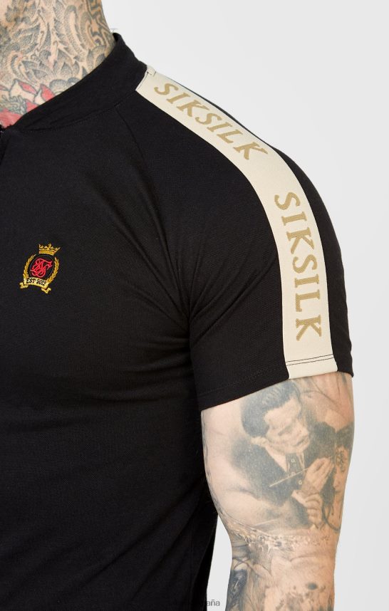 vestir es SikSilk hombres polo manga corta escudo negro 4NP28R385